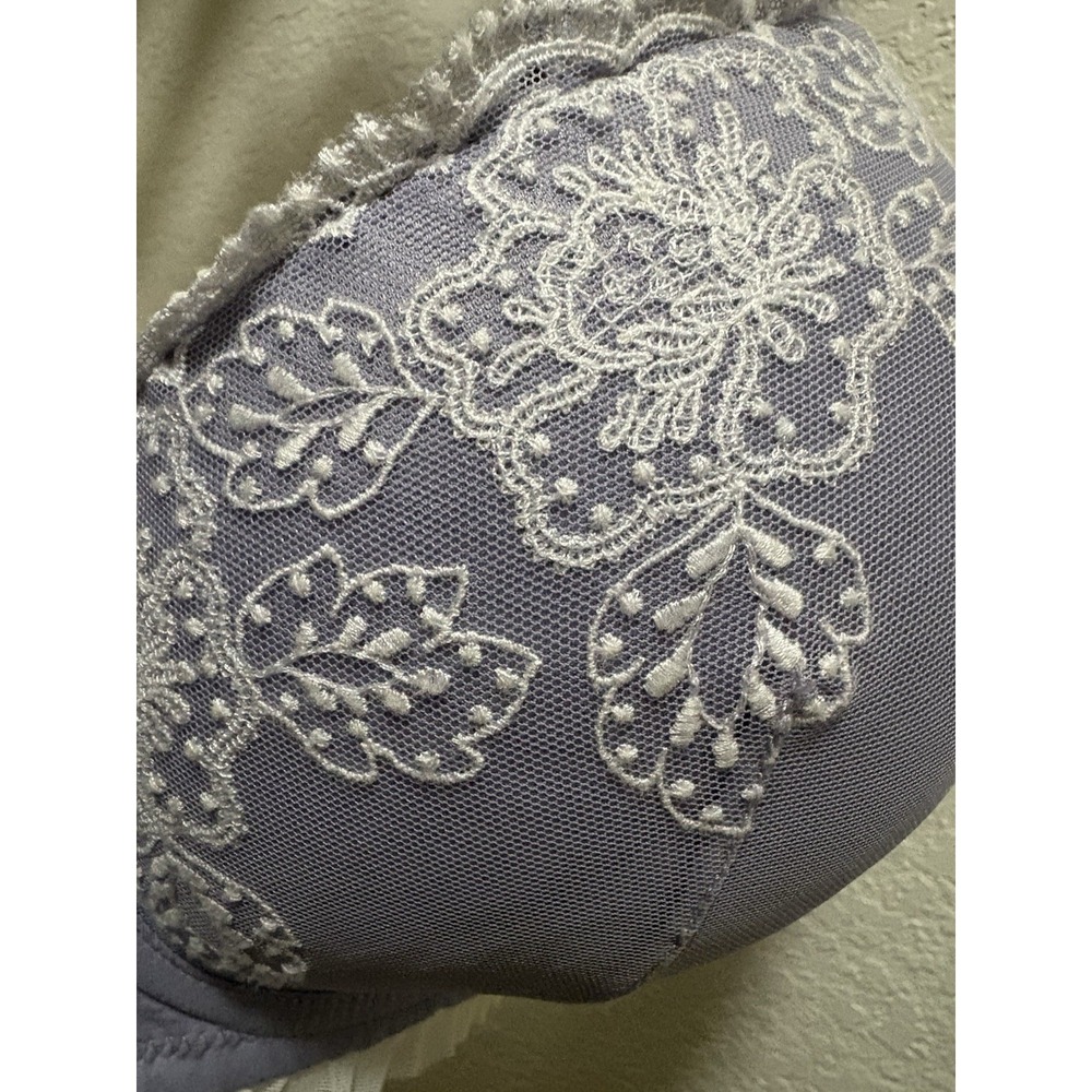 Adore Me Purple Floral Lace Underwire Full Coverage Contour Bra 38G Hook & Eye - Picture 5 of 9